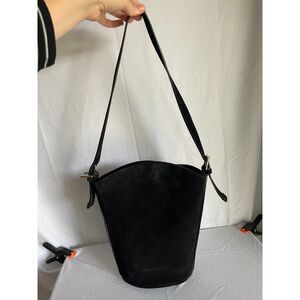 Bruno Magli Black Suede Bucket Bag – Made in Italy